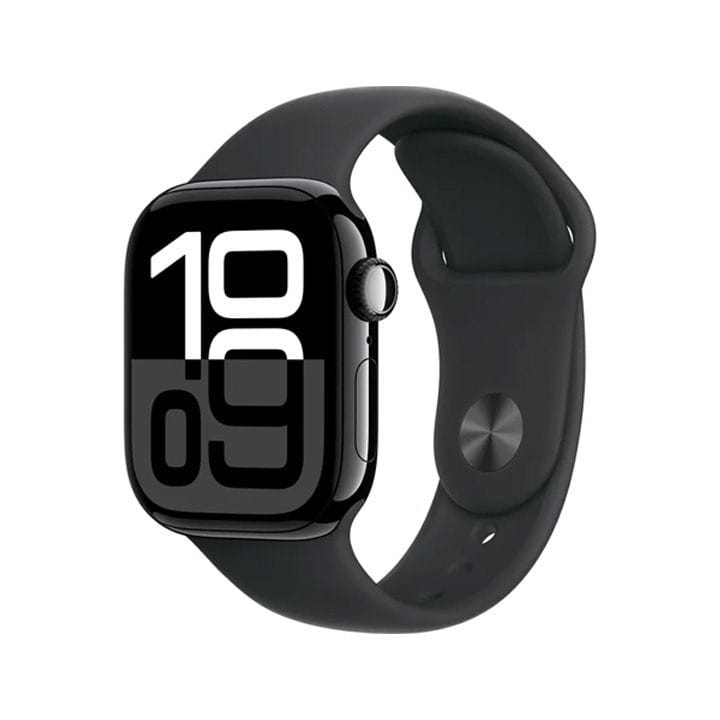 Apple Watch Series 10 GPS + Cellular M/L 42mm, Retina Display - Jet Black Aluminium Case With Black Sport Band - MWX73QA/A