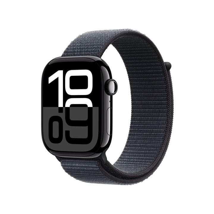 Apple Watch Series 10 GPS + Cellular 42mm Jet Black Aluminium Case with Ink Sport Loop | MWX83QA/A