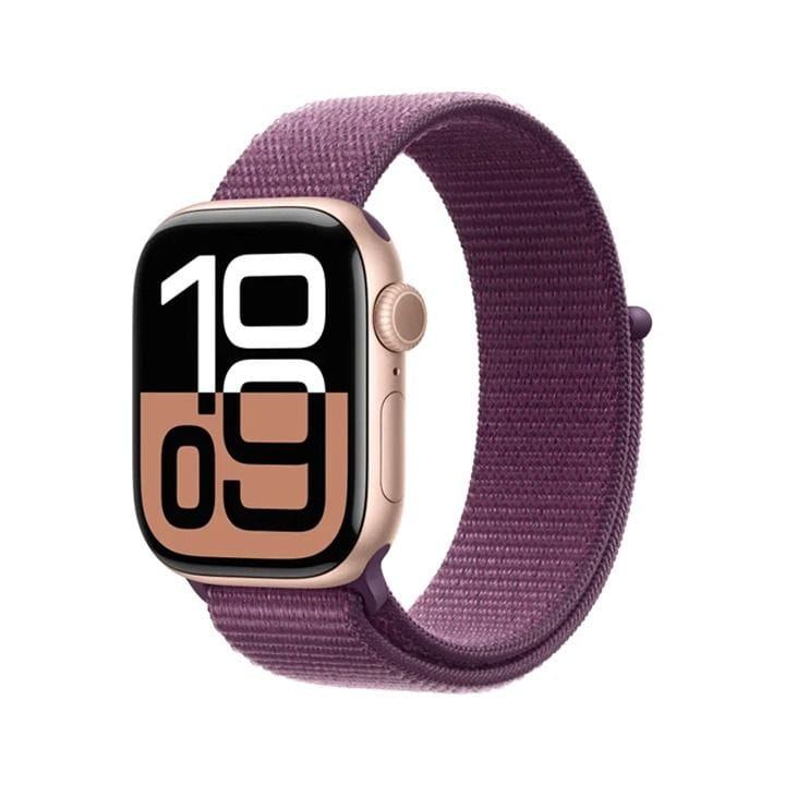 Apple Watch Series 10 GPS + Cellular 42mm Rose Gold Aluminium Case with Plum Sport Loop | MWXC3QA/A