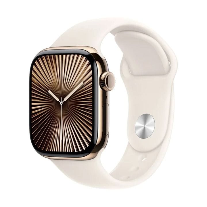 Apple Watch Series 10 GPS + Cellular 42mm Gold Titanium Case with Starlight Sport Band - M/L | MX073QA/A