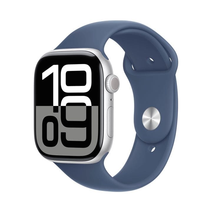 Apple Watch Series 10 GPS + Cellular 46mm Silver Aluminium Case with Denim Sport Band - M/L | MWY13QA/A