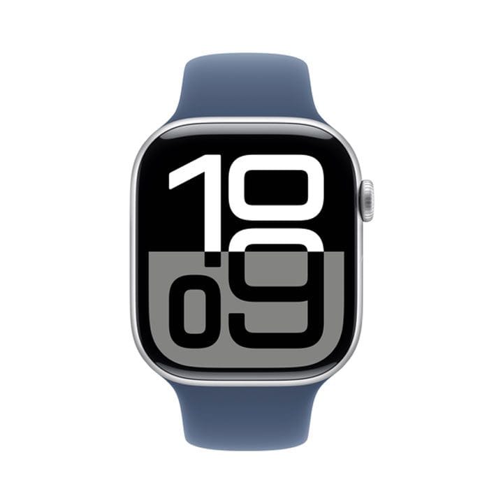 Apple Watch Series 10 GPS + Cellular 46mm Silver Aluminium Case with Denim Sport Band - M/L | MWY13QA/A