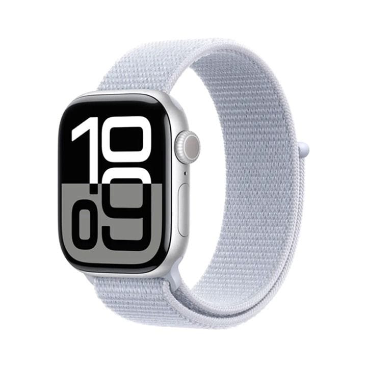 Apple Watch Series 10 GPS + Cellular 46mm Silver Aluminium Case with Blue Cloud Sport Loop | MWY23QA/A