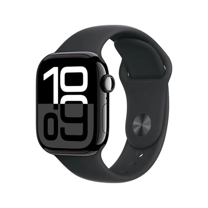 Apple Watch Series 10 GPS + Cellular 46mm Jet Black Aluminium Case with Black Sport Band - M/L | MWY43QA/A