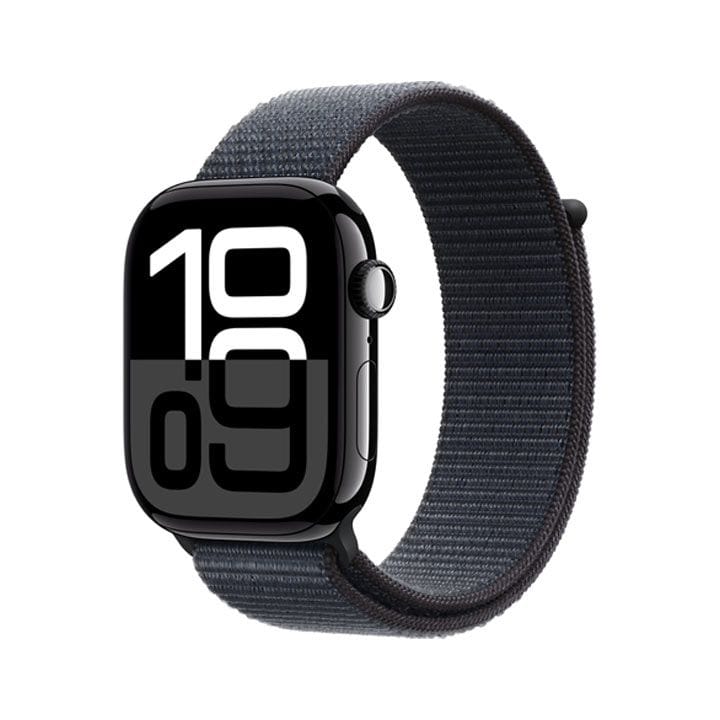 Apple Watch Series 10 GPS + Cellular 46mm Jet Black Aluminium Case with Ink Sport Loop | MWY53QA/A