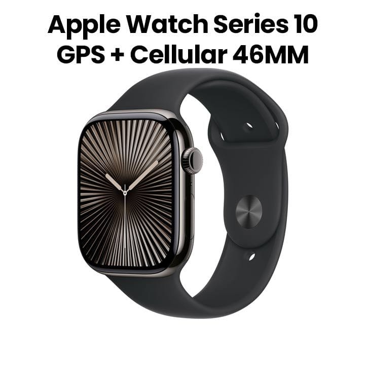 Apple Watch Series 10 GPS + Cellular 46mm Slate Titanium Case with Black Sport Band - S/M | MWYD3QA/A
