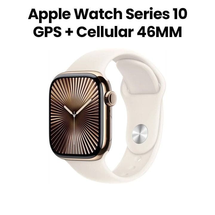 Apple Watch Series 10 GPS + Cellular 46mm Gold Titanium Case with Starlight Sport Band - S/M | MWYX3QA/A