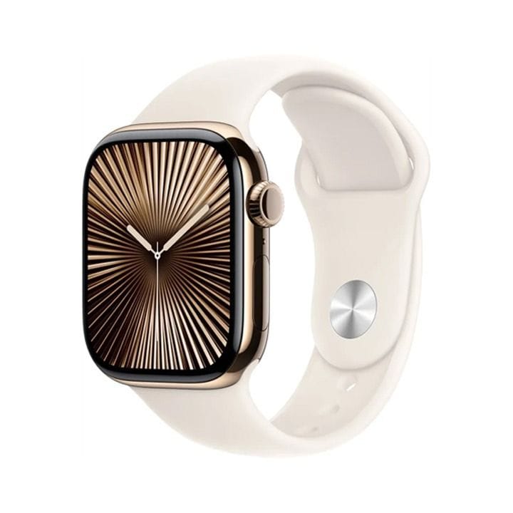 Apple Watch Series 10 GPS + Cellular 46mm Gold Titanium Case with Starlight Sport Band - S/M | MWYX3QA/A