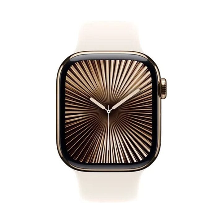 Apple Watch Series 10 GPS + Cellular 46mm Gold Titanium Case with Starlight Sport Band - S/M | MWYX3QA/A