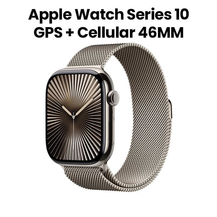 Apple Watch Series 10 GPS + Cellular 46mm Natural Titanium Case with Natural Milanese Loop - M/L | MWYC3QA/A