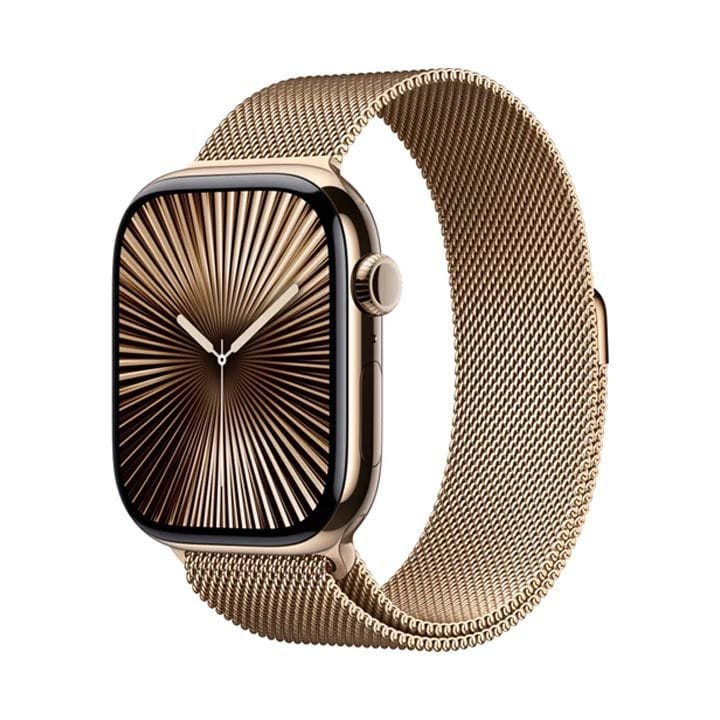Apple Watch Series 10 GPS + Cellular 46mm Gold Titanium Case with Gold Milanese Loop - S/M | MC7T4QA/A