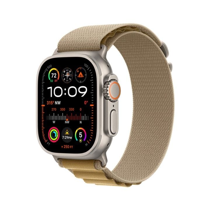 Apple Watch Ultra 2 GPS + Cellular 49mm Natural Titanium Case with Tan Alpine Loop - Small | MX4E3QA/A