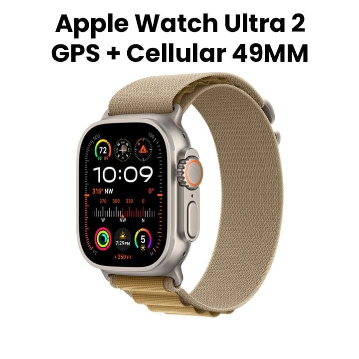 Apple Watch Ultra 2 GPS + Cellular 49mm Natural Titanium Case with Tan Alpine Loop - Large | MX4H3QA/A