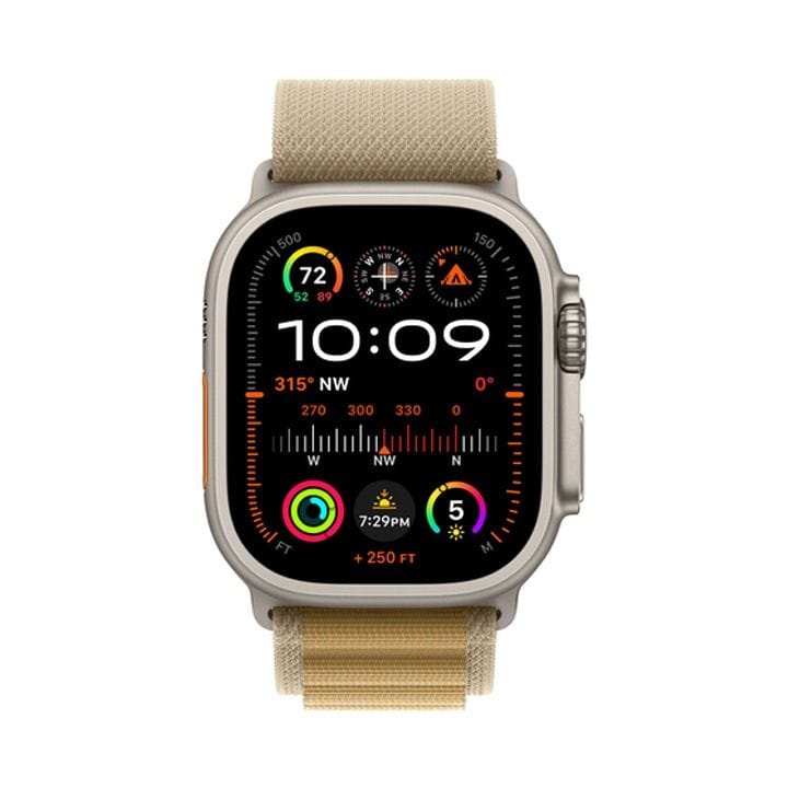 Apple Watch Ultra 2 GPS + Cellular 49mm Natural Titanium Case with Tan Alpine Loop - Large | MX4H3QA/A