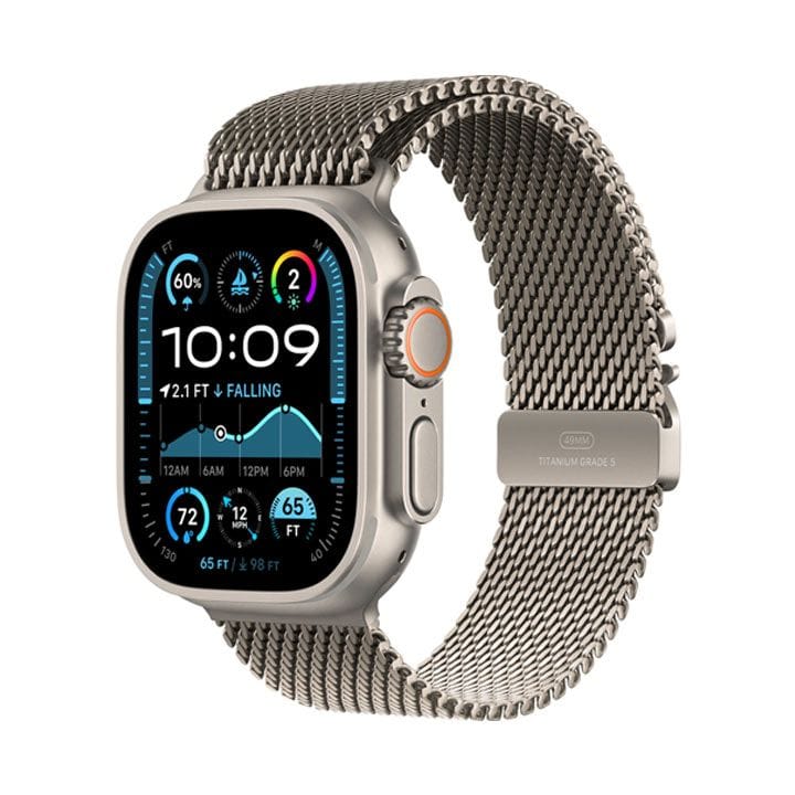 Apple Watch Ultra 2 GPS + Cellular 49mm Natural Titanium Case with Natural Titanium Milanese Loop - S | MX4M3QA/A
