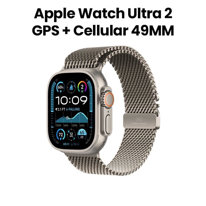 Apple Watch Ultra 2 GPS + Cellular 49mm Natural Titanium Case with Natural Titanium Milanese Loop - M | MX5R3QA/A