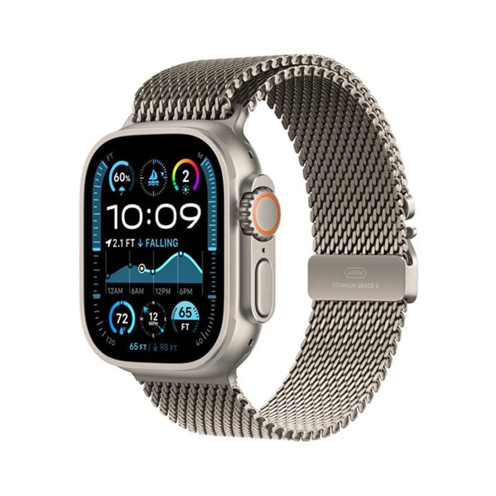 Apple Watch Ultra 2 GPS + Cellular 49mm Natural Titanium Case with Natural Titanium Milanese Loop - M | MX5R3QA/A