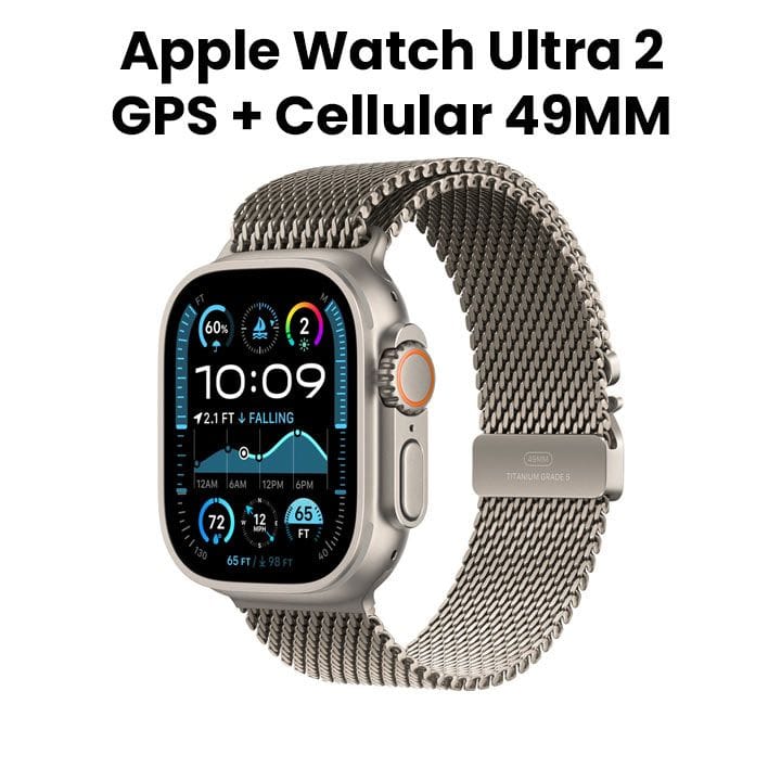 Apple Watch Ultra 2 GPS + Cellular 49mm Natural Titanium Case with Natural Titanium Milanese Loop - L | MX5T3QA/A