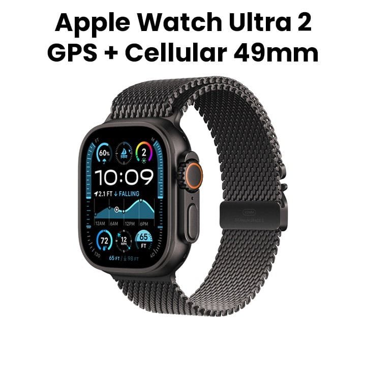 Apple Watch Ultra 2 GPS + Cellular 49mm Black Titanium Case with Black Titanium Milanese Loop L | MX5V3QA/A
