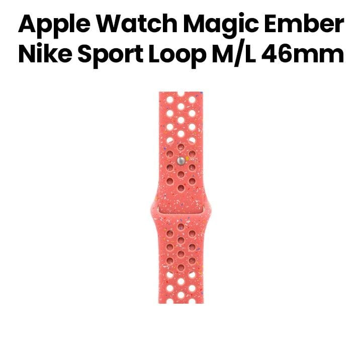 Apple Nike Sport Band M/L 46mm, Long-Lasting Performance, Smooth Finish Design, Comfortable Fit, Easy To Install - Magic Ember - MYLG3ZM/A
