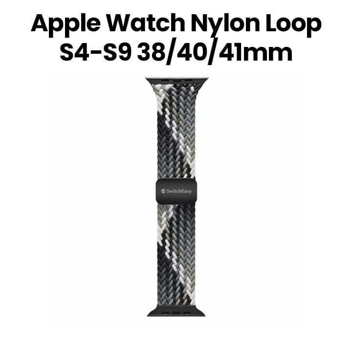 SwitchEasy Candy Braided Nylon Watch Loop with Magnetic Lock for Apple Watch Series 4-Series 9 38/40/41mm Black/Gray | SAW341237BY24