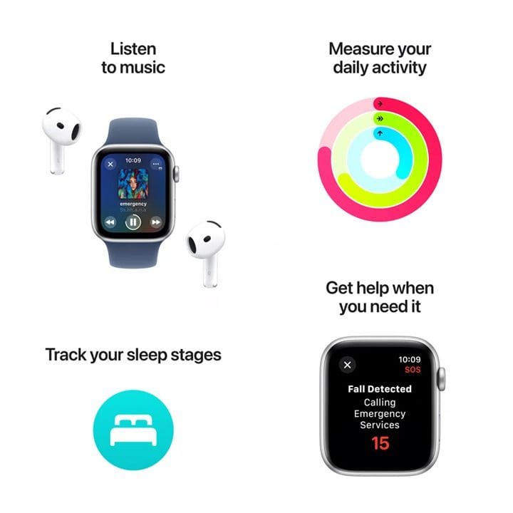Apple Watch SE GPS 44mm Midnight Aluminium Case with Midnight Sport Band - S/M | MXEJ3QA/A