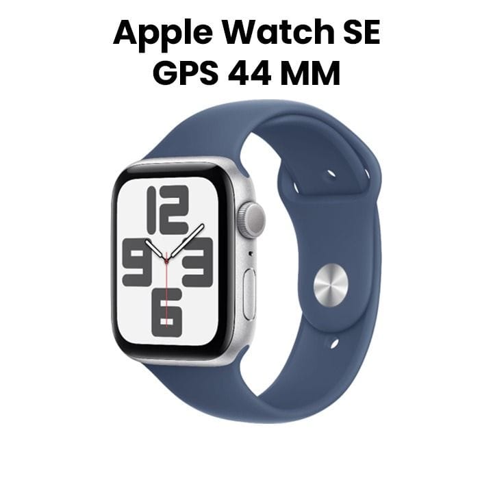 Apple Watch SE GPS 44mm Silver Aluminium Case with Denim Sport Band - S/M | MXEQ3QA/A