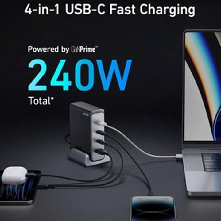 Anker Prime 240W GaN Desktop Charger (4 Ports) - Black | A2342211