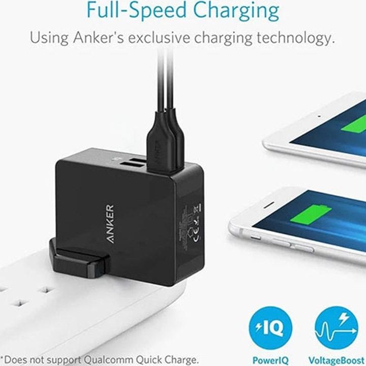 Anker PowerPort 4 Lite 4-Port Wall Charging Adapter - Black | A2042L11