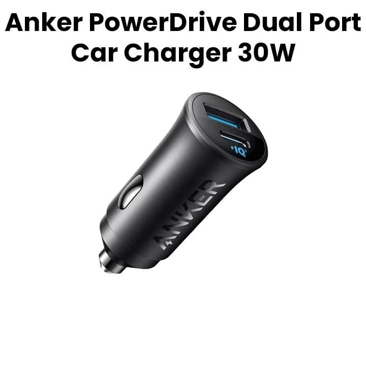 Anker PowerDrive Dual Port Car Charger USB-A & USB-C - Black | A2741H11
