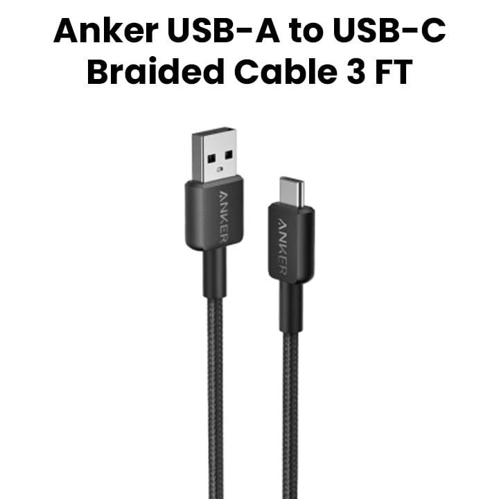 كابل مضفر من أنكر 322 من يو إس بي-أ إلى يو إس بي-سي بطول 3 أقدام - أسود | A81H5H11