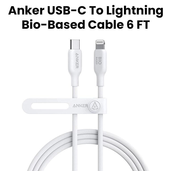 كابل أنكر يو إس بي-سي إلى لايتنينج 542 بطول 6 أقدام مصنوع من مواد حيوية - أبيض | A80B2H21
