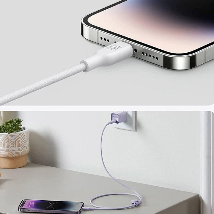 كابل أنكر يو إس بي-سي إلى لايتنينج 542 بطول 6 أقدام مصنوع من مواد حيوية - أبيض | A80B2H21