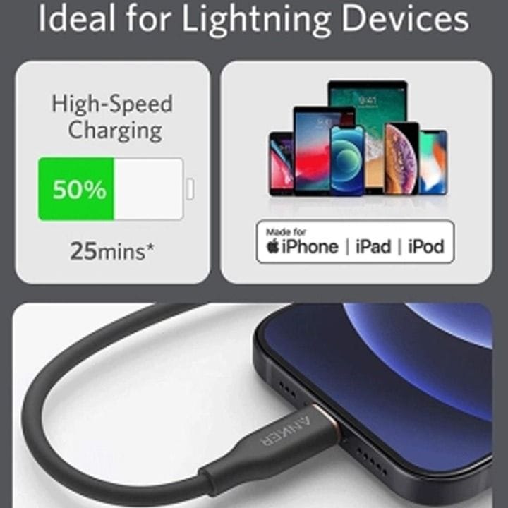 Anker PowerLine III Flow USB-C with Lightning Connector 3FT - Black | A8662H11