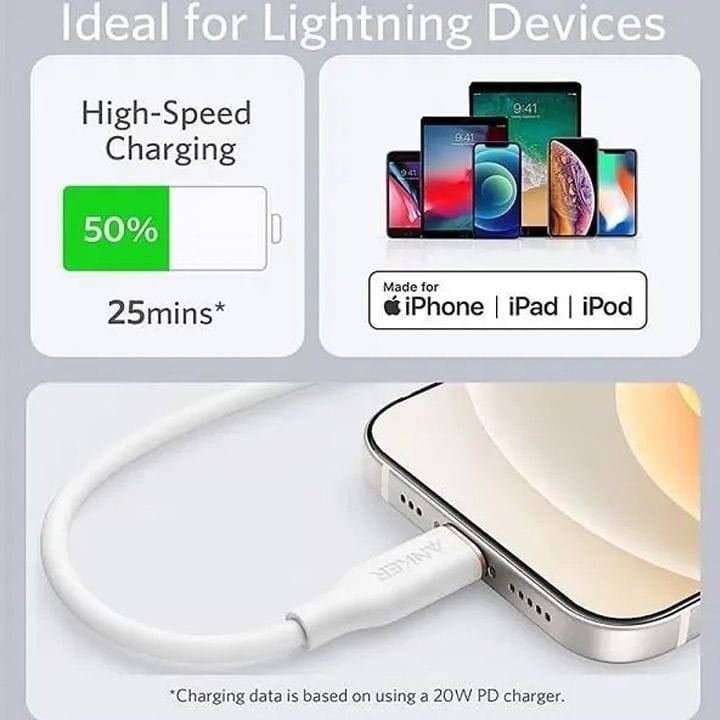Anker PowerLine III Flow USB-C with Lightning Connector 3FT - White | A8662H21