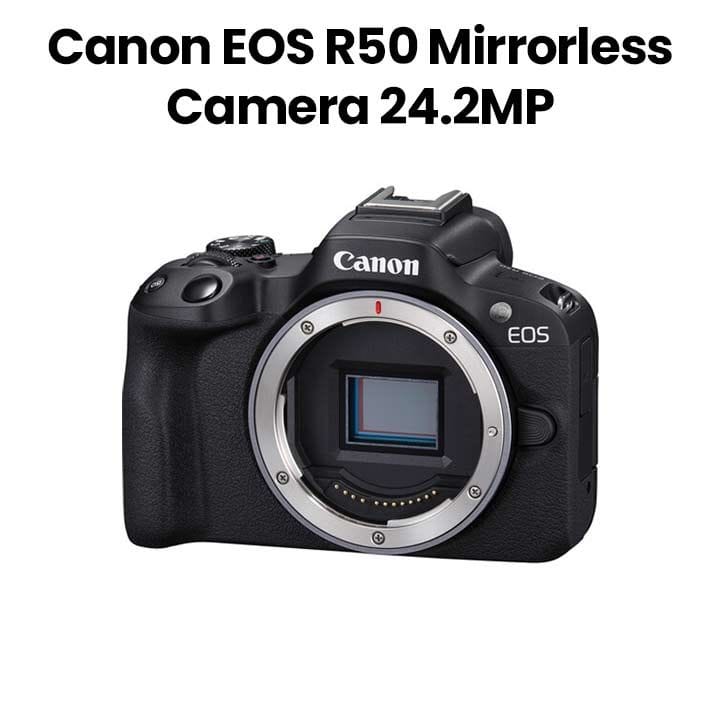 كاميرا كانون 24.2 ميجابكسل APS‑C مع ميكروفون وترايبود وبطاقة SD – أسود | EOS R50