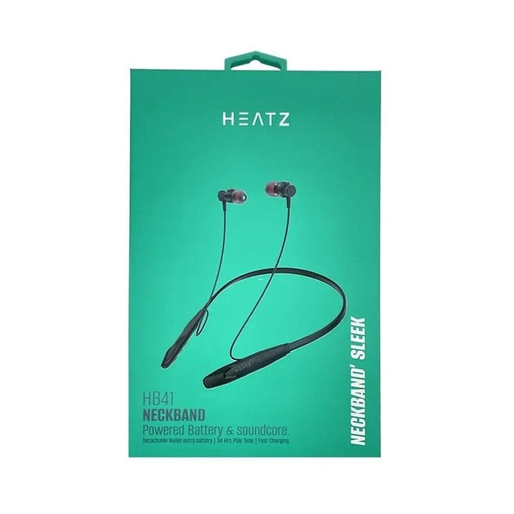 Heatz Wireless Earphones Bluetooth Neckband - Black | HB41