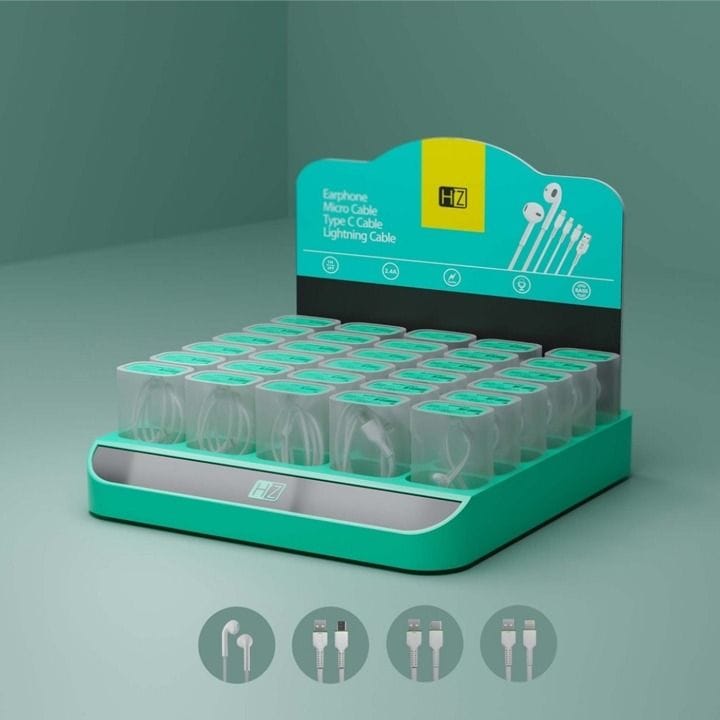 Heatz Earphone Micro Cable, Type C, Lightning Cable - White | ZZ30