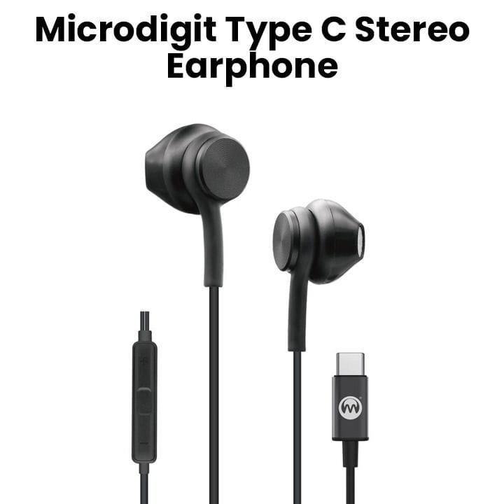 Microdigit Type C Stereo Earphone - Black | DE424T