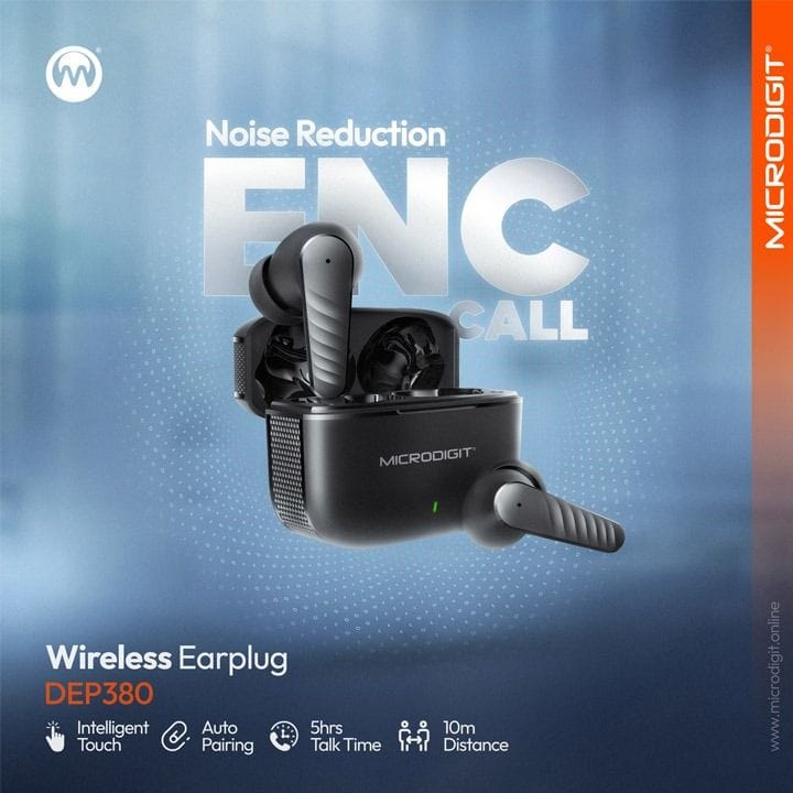 Microdigit Wireless Earbuds - Black | DEP380