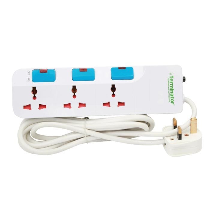 Terminator Universal Power Extension Socket with Circuit Breaker 3M White | TPB-813