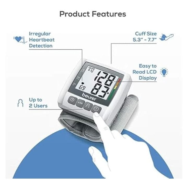 بيورر جهاز قياس ضغط الدم للمعصم - أبيض | BC30