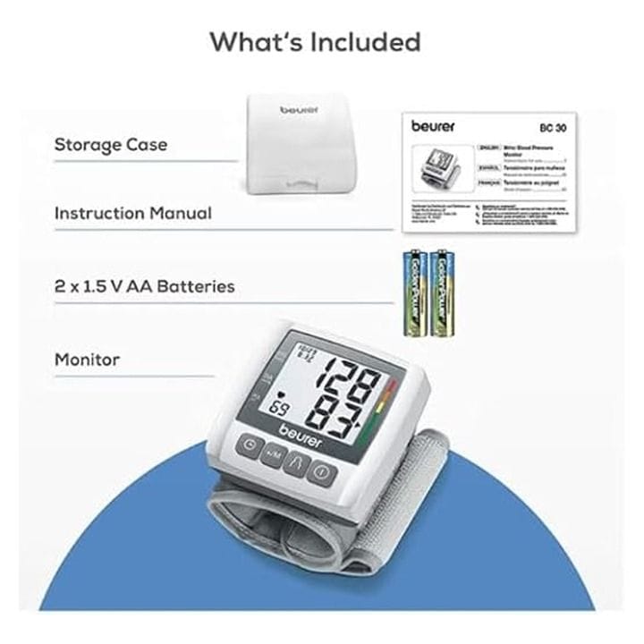 بيورر جهاز قياس ضغط الدم للمعصم - أبيض | BC30