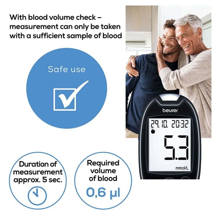 Beurer Blood Glucose Monitor + 20 Strips - Black | GL44 mg/dL