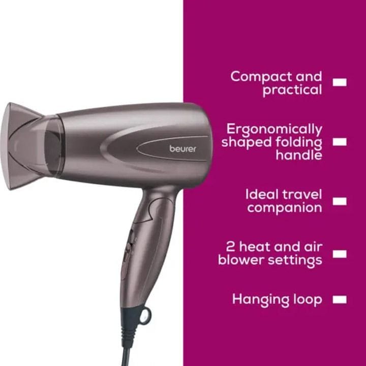 Beurer Compact Hair Dryer with Folding Design - Gray | HC17