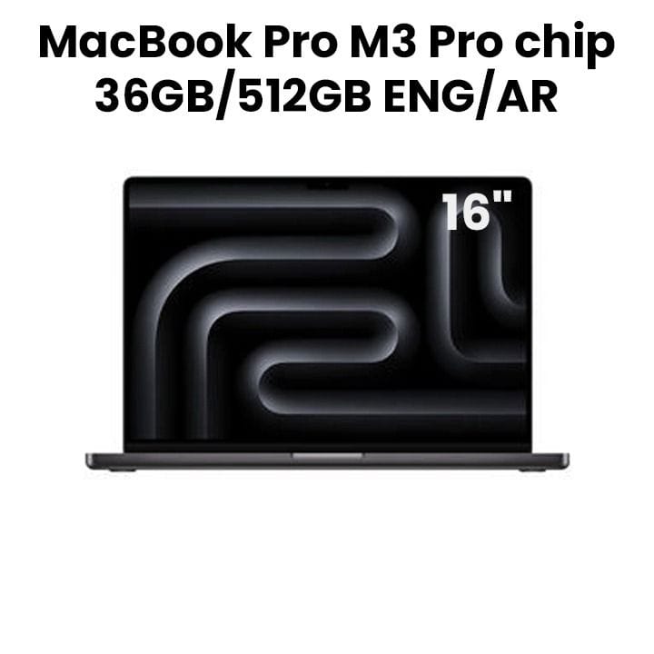 Apple MacBook Pro 16" M3 Pro Chip 12-Core CPU 18-Core GPU 36GB RAM 512GB SSD (English/Arabic) - Space Black | MRW23AB/A