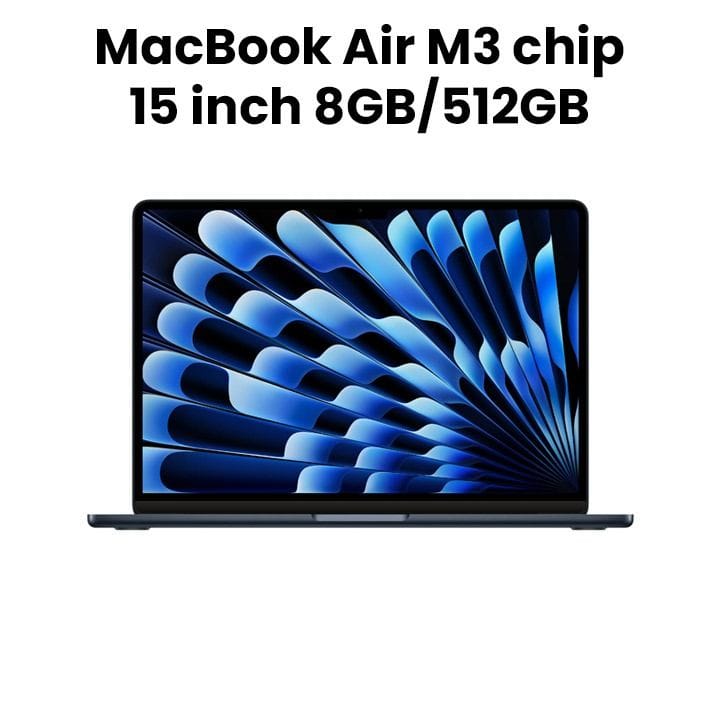 Apple MacBook Air 15.3" M3 Chip 10-Core GPU 8GB RAM 512GB SSD (English) - Midnight | MRYV3ZS/A