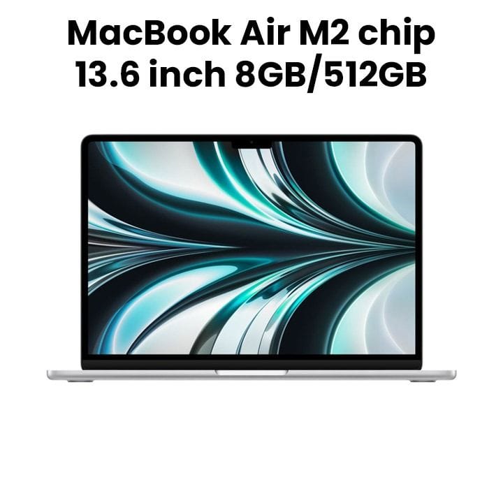 Apple MacBook Air 13.6" M2 Chip 10-Core GPU 8GB RAM 512GB SSD (English/Arabic) - Silver | MLY03AB/A