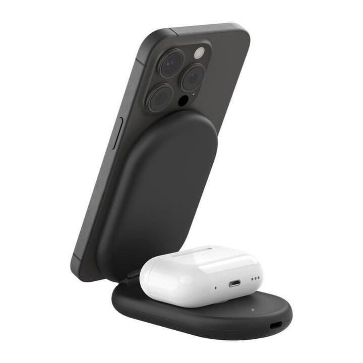 BELKIN BoostCharge 2-in-1 Wireless Charging Stand with Magnetic Qi2 15W - Black | WIZ028MYBK