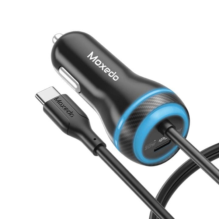 Moxedo Ultra-Fast Car Charger with Built-in Type-C Cable 60W - Black | MX-CC025-C